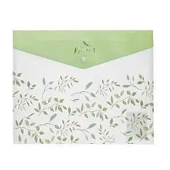 Папка-конверт А4 NATURAL LEAVES пластик на кнопке 180мкм, фото №1