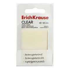 Блок самоклеящийся пластиковый ErichKrause, 40х50мм, 50л, прозр, фото №1