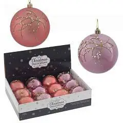 Шар елочный роз/сирен пластик 8 см, фото №1