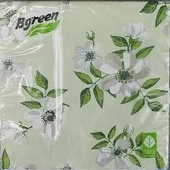 Салфетки BG "Цветы" Жасмин зелен.фон 33*33 3сл, фото №1