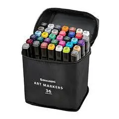 Маркеры для скетчинга двусторонние BRAUBERG, 1-6мм 36 шт чехол, фото №1