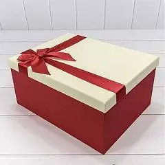 Коробка подарочная "Бант" Красный/Бежевый 22,5*15,8*9,5 см 10-4, фото №1