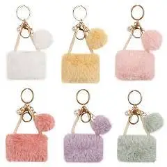 Брелок 10см Сумочка искусственный мех КОКОС в асс 6 видов, фото №1