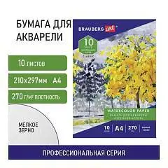 Папка д/акварели "Осенняя аллея" А4 10л 270г мел зерно BRAUBERG, фото №1