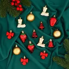 Набор украшений  15 шт "Клубничное настроение" красный золото, фото №1