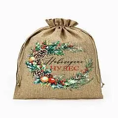 Мешок с термонаклейкой Новогодних чудес венок 30*40 см, фото №1