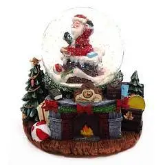 Фигурка в стекл. шаре с музыкой и подсвет. "Санта", H15см, фото №1