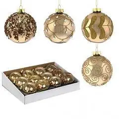 Шар елочный стекло "Веселые ребята в золотом", D8 см, фото №1