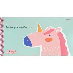 Альбом д/рис А4 48л гребень "Розовый единорог", фото №1