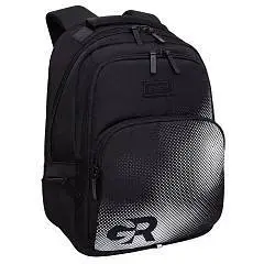 Рюкзак школьный Grizzly 2 отд черн/бел светоотр эл, фото №1