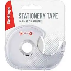 Клейкая лента канцелярская 19мм*33м, прозрачная, с диспенсером, фото №1