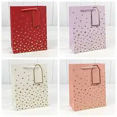 Сумка подарочная "Сердечки" 18*23*10см тиснение, фото №1