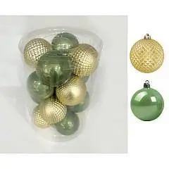 Набор шаров Микс 6см 16шт  светло-зеленый/золото, фото №1
