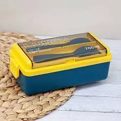 Ланчбокс "Life every day", yellow-blue (ложка+вилка), фото №1