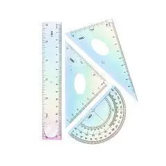 Набор чертежный Deli "Gradient" линейка 15см/2угол/транспортир, фото №1