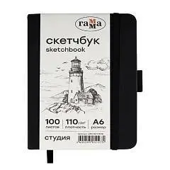 Альбом д/эскизов В6+ 100л  Студия черный 110г, фото №1