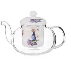 Чайник стеклянный с фарфоровым ситом 650мл Spring, фото №1