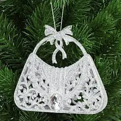 Украшение Сумочка 9см пластик ЛЬДИНКА 242160 серебро, фото №1