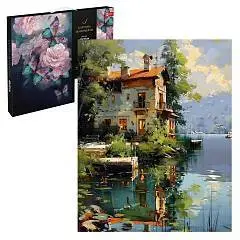 Картина по номерам Дом на озере  40*50см подр 22цв, фото №1