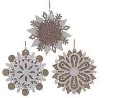 Украшение елочное "Снежинка",  H15 см, дерево, фото №1