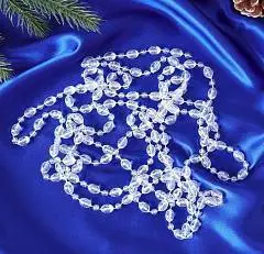 Бусы на ёлку 2,7 м "Льдинки - овалы" пластик, фото №1