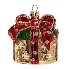 Украшение Подарок-сюрприз (стекло) 5,5х5,5х7 см, фото №1