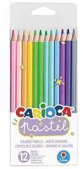 Карандаши цв паст "Pastel" CARIOCA, 12цв, шестигр,заточ,ПВХ чехол, фото №1