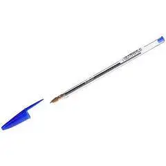 Ручка шариковая BIC Cristal, 1мм, прозрачный корпус, синяя, фото №1