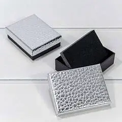 Коробка "Кожа крокодила" серебро 9*7*3см, фото №1