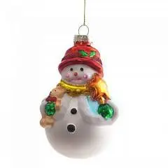 Украшение новогоднее "Снеговик", L8 W8 H12 см стекло, фото №1