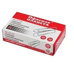 Скрепки "Офисная Планета " 50мм, 50шт, гофрированные, фото №1