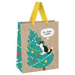 Сумка подарочная "Ну елки-палки" выб.лак крафт 26*32*12см, фото №1
