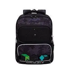 Рюкзак школьный Grizzly 2 отд игр/эл на липучке черн, фото №1
