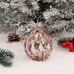Украшение Шар Иллюзия 8см пластик  розовое золото, фото №1
