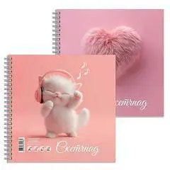 Скетчпад квадарт 195*195мм 80л Котенок меломан 100г греб, фото №1