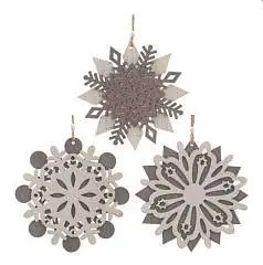 Украшение елочное "Снежинка",  H15 см, дерево, фото №1