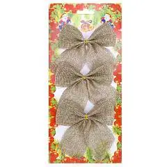 Набор ёлочных бантов, 3 шт "Шампань", 10*12 см, фото №1