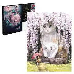 Картина по номерам Кот в сакуре  30*40см подр 21цв, фото №1