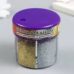 Блестки для декора МЕТАЛЛИК, в банке 6цв, фото №1