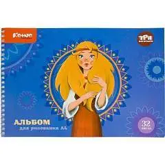 Альбом д/рис А4 32л 100г гребень Три богатыря Комус, фото №1