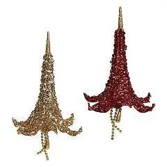 Украшение елочное Цветок-колокольчик красный/золот 16 см  акрил, фото №1