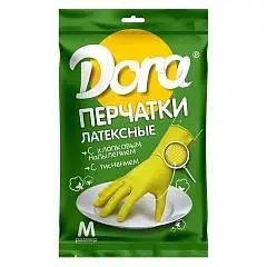 Перчатки латекс Dora универс с хлопк напыл M, фото №1