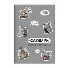 Тетрадь д/записи иностран слов А5 "СТИКЕРЫ С КОТАМИ" 24листа, фото №1