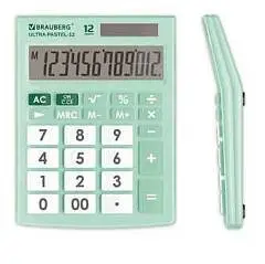 Калькулятор BRAUBERG 12 разр ULTRA PASTEL-12-LG мятный, фото №1