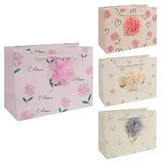 Сумка подарочная "Flowers" 19,5*14,5*8,5см 3Dаппликация, фото №1