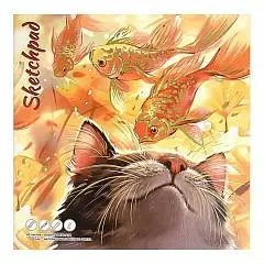 Скетчбук квадр 170*170мм 40л 120г склейка Кот и карпы в пруду, фото №1