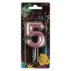 Свеча для торта Цифра 5 Розовая, фото №1