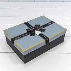 Коробка подарочная "Голубая" черная лента 29*21*9,5 см 3-3, фото №1