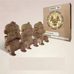 Пазл КонструкторQBRIX Картонный 3D Три обезьянки, фото №1