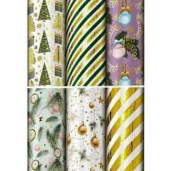 Бумага упаковочная НГ "Gold&Green" с тиснением в рулоне 70*100см, фото №1